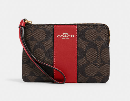 "Red/Brown Coach Wristlet"